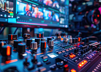 A control panel with a lot of knobs on it