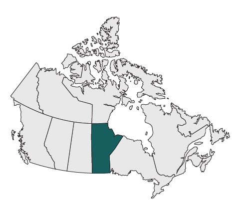 Map with Manitoba hilighted